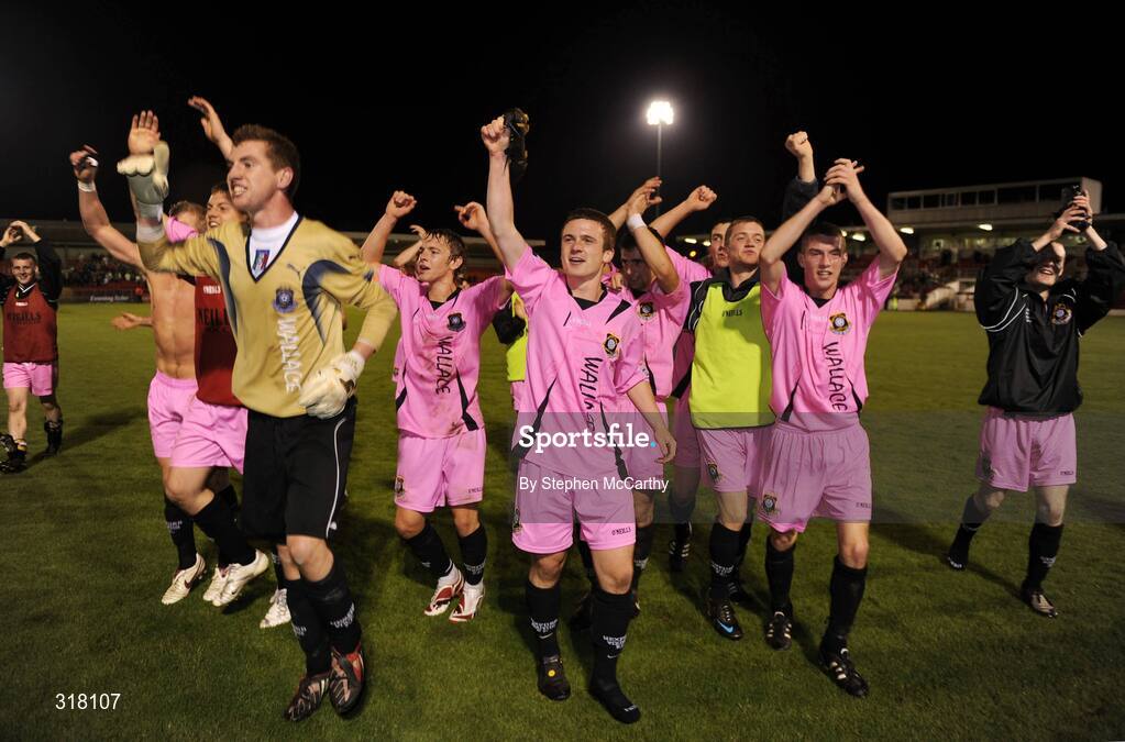 25 August 2008; Wexford Youths players celebrate after their side's victory. eircom League of Ireland Cup Semi-Final, Cork City v Wexford Youths, Turners Cross, Cork. Picture credit: Stephen McCarthy / SPORTSFILE