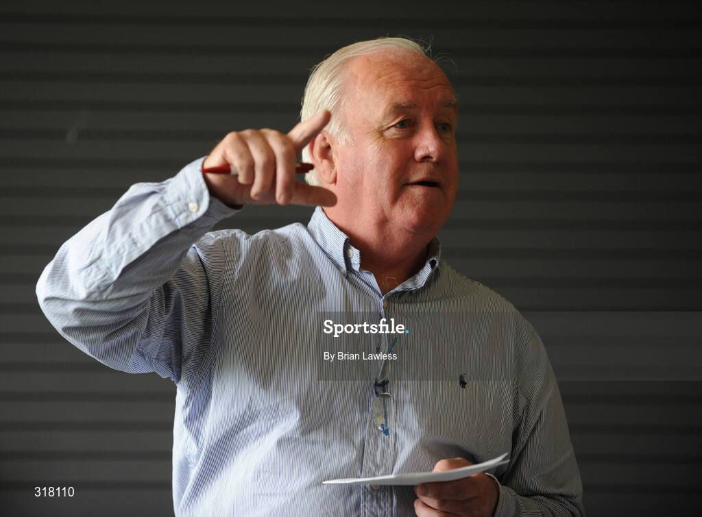 26 August 2008; IRFU Director of Refereeing Owen Doyle speaking during the Experimental Law Variations - IRFU Press Conference. Old Belvedere Rugby Club, Dublin. Picture credit: Brian Lawless / SPORTSFILE