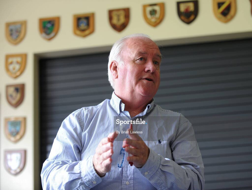 26 August 2008; IRFU Director of Refereeing Owen Doyle speaking during the Experimental Law Variations - IRFU Press Conference. Old Belvedere Rugby Club, Dublin. Picture credit: Brian Lawless / SPORTSFILE