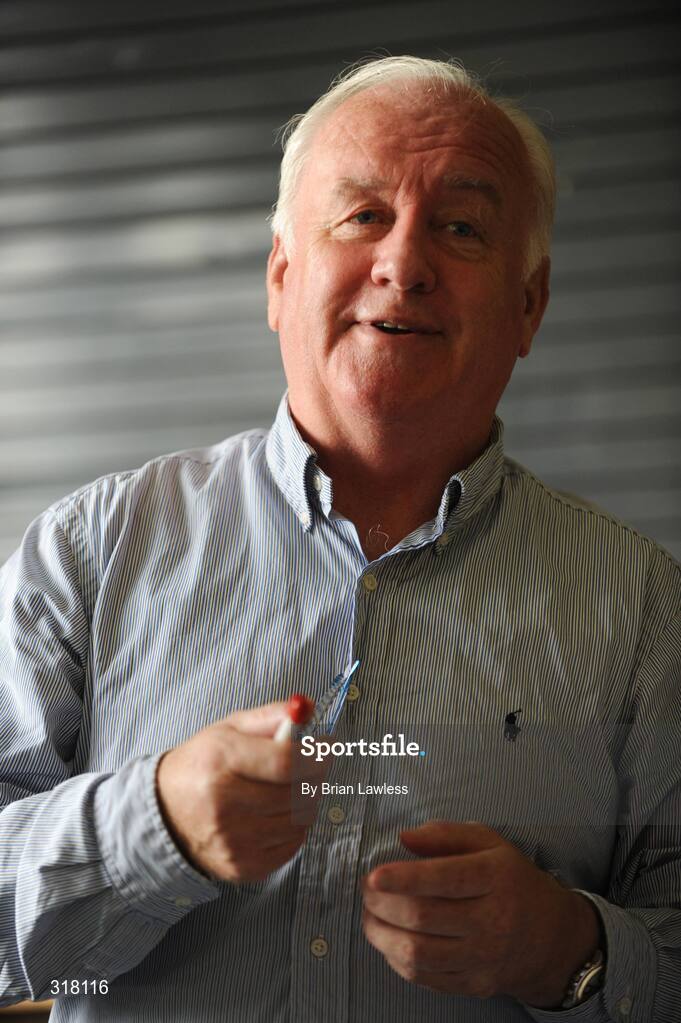 26 August 2008; IRFU Director of Refereeing Owen Doyle speaking during the Experimental Law Variations - IRFU Press Conference. Old Belvedere Rugby Club, Dublin. Picture credit: Brian Lawless / SPORTSFILE