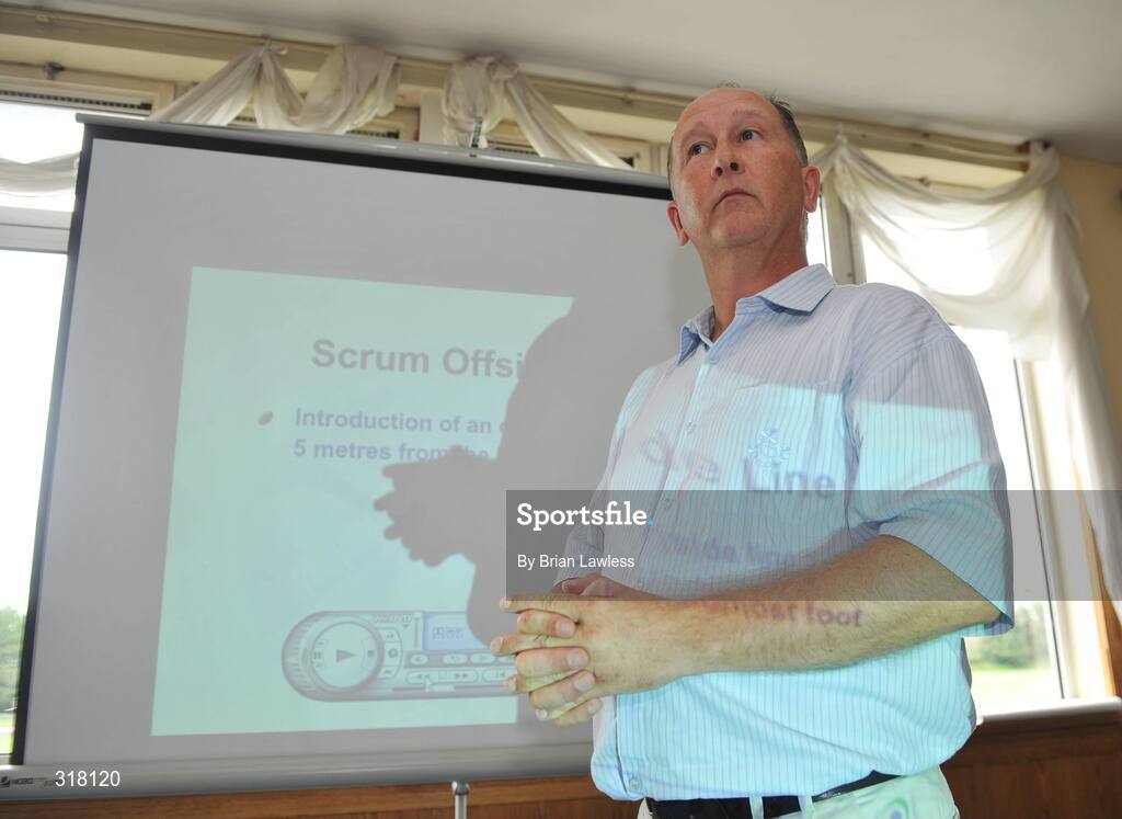 26 August 2008; David McHugh, Referee Coaching & Development Officer, during the Experimental Law Variations - IRFU Press Conference. Old Belvedere Rugby Club, Dublin. Picture credit: Brian Lawless / SPORTSFILE