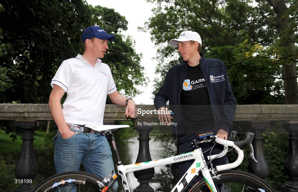 26 August 2008; Irish riders David O'Loughlin, Pezula, left, and Irish National Champion Dan Martin, Garmin Chipotle H30, at a photocall ahead of tomorrow's start of the Tour of Ireland. Tour of Ireland Press Conference, Crowne Plaza Hotel, Dublin. Picture credit: Stephen McCarthy / SPORTSFILE