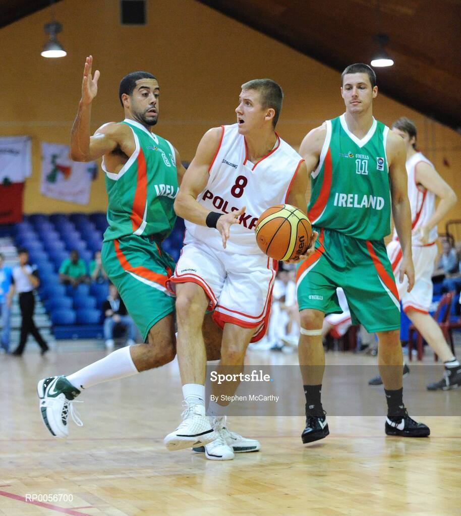 23 August 2008; Przemyslaw Zamojski, Poland, in action against Chris Bracey, left, and Donnie McGrath, Ireland. Emerald Hoops Day 3, Ireland v Poland, National Basketball Arena, Tallaght, Co. Dublin. Picture credit: Stephen McCarthy / SPORTSFILE