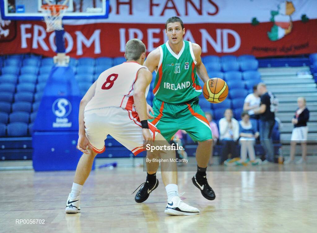 23 August 2008; Donnie McGrath, Ireland, in action against Przemyslaw Zamojski, Poland. Emerald Hoops Day 3, Ireland v Poland, National Basketball Arena, Tallaght, Co. Dublin. Picture credit: Stephen McCarthy / SPORTSFILE
