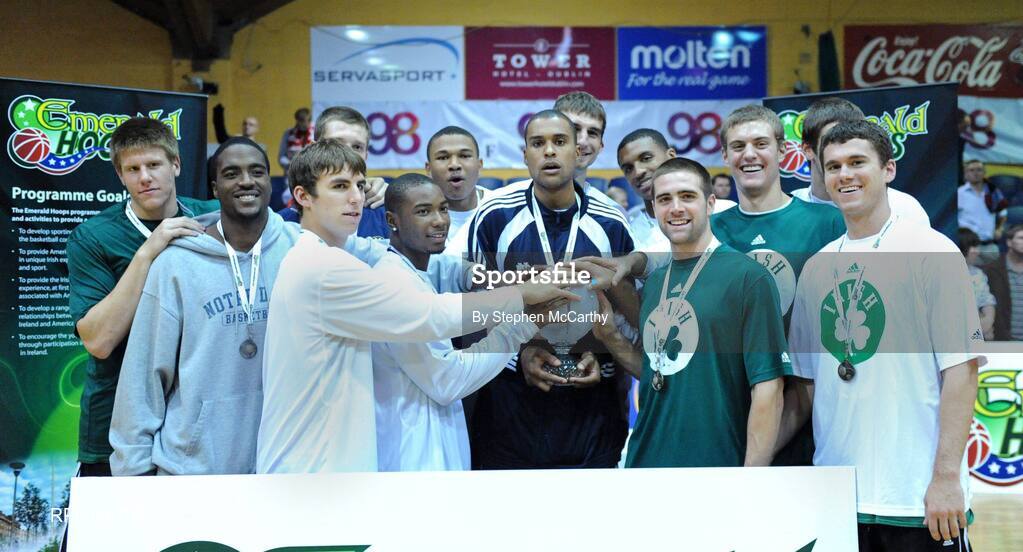 23 August 2008; The Notre Dame players after winning the Emerald Hoops competition. Emerald Hoops Day 3, Ireland v Poland, National Basketball Arena, Tallaght, Co. Dublin. Picture credit: Stephen McCarthy / SPORTSFILE