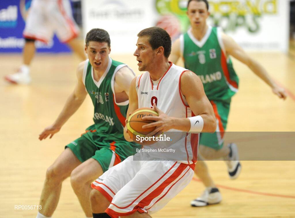 23 August 2008; Pawel Leonczyk, Poland, in action against Colin O'Reilly, Ireland. Emerald Hoops Day 3, Ireland v Poland, National Basketball Arena, Tallaght, Co. Dublin. Picture credit: Stephen McCarthy / SPORTSFILE