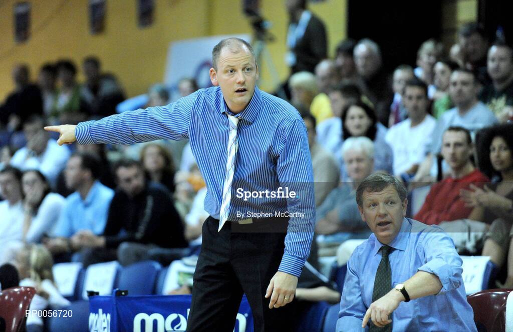 23 August 2008; Ireland's assistant coaches Pat Price, left, and Mark Keenan issue instructions during the game. Emerald Hoops Day 3, Ireland v Poland, National Basketball Arena, Tallaght, Co. Dublin. Picture credit: Stephen McCarthy / SPORTSFILE