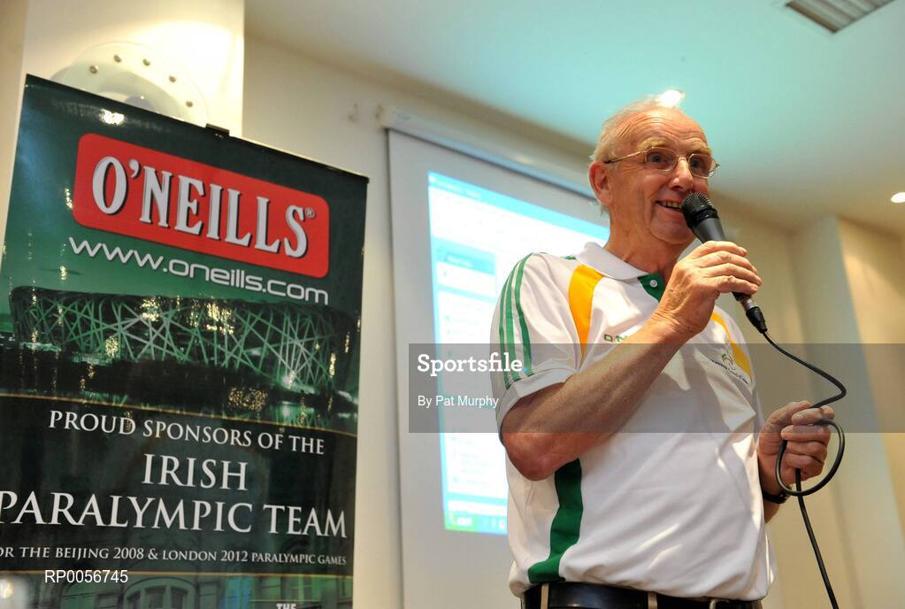 23 August 2008; Jiimmy Byrne, Chef de Mission, at the farewell reception in the Clarion Hotel, Dublin Airport for the Irish Paralympic team before the 2008 Beijing Paralympic Games. The 45 strong Irish team across nine sports departs for Beijing this morning bound for their pre-Games holding camp in the capital. They will move from the camp to the village on September 1st before the 13th Paralympic Games get underway with the opening ceremony in the famous Bird’s Nest Stadium on September 6th. The Paralympic Games are Olympic style sports events for elite athletes with physical disabilities, or visual impairment. Approximately 4000 athletes, from over 153 countries across twenty sports will compete at the Beijing Games. Clarion Hotel, Dublin Airport. Picture credit: Pat Murphy / SPORTSFILE