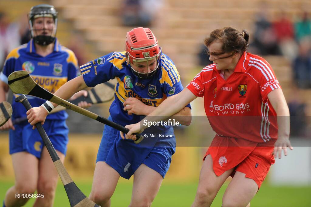 24 August 2008; Mairead Luttrell, Tipperary, in action against Briege Corkery, Cork. Gala All-Ireland Camogie Semi-Final, Cork v Tipperary, Nowlan Park, Kilkenny. Picture credit: Matt Browne / SPORTSFILE