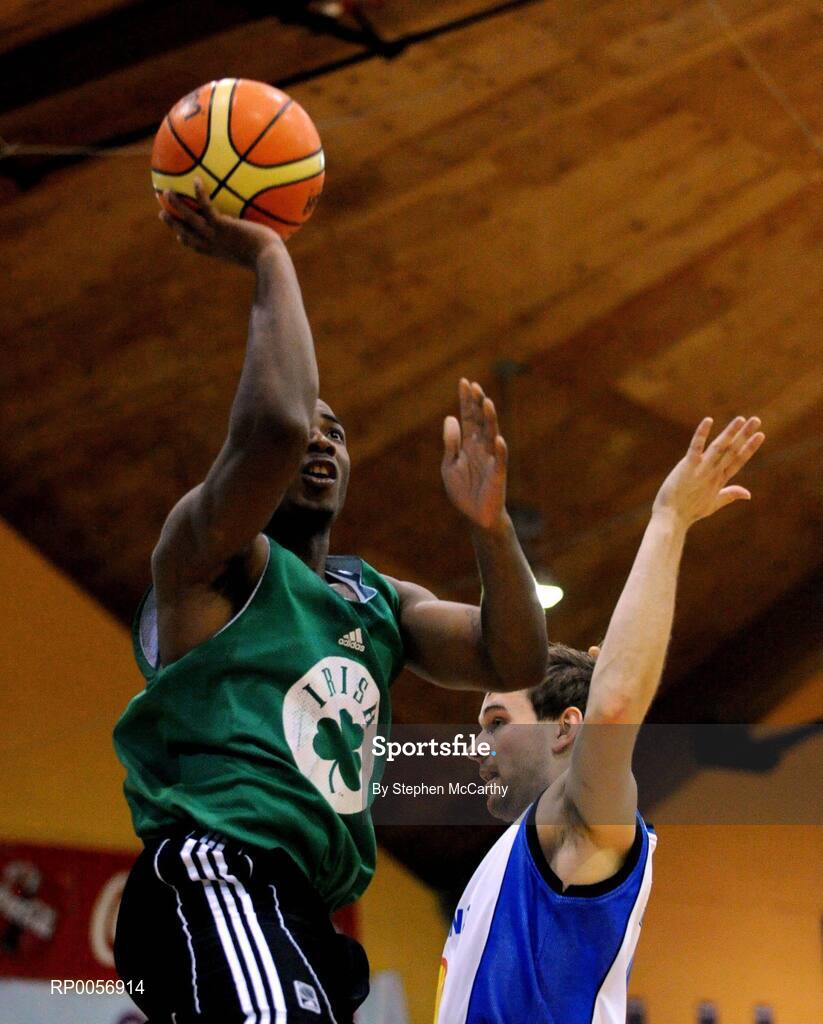 23 August 2008; Tory Jackson, Notre Dame, in action against Magnus Thor Gunnersson, Iceland. Emerald Hoops Day 3, Notre Dame v Iceland, National Basketball Arena, Tallaght, Co. Dublin. Picture credit: Stephen McCarthy / SPORTSFILE