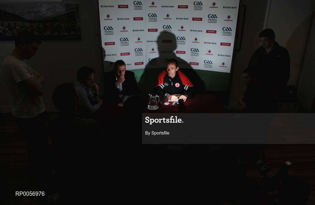 25 August 2008; Tyrone's Brian Dooher speaking at a press conference ahead of the GAA Football All-Ireland Senior Championship Semi-Final. Croke Park, Dublin. Photo by Sportsfile