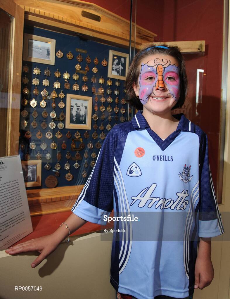 26 August 2008; The GAA museum celebrates its 10th birthday this month with a full calendar of events to mark the occasion. Today is the official birthday celebration and visitors young and old attended Croke Park for a day of activities. Pictured is Rebecca McCluskey, aged 7, from Donaghmeade, Co. Dublin, at the diplay of medals her Uncle Jimmy Doyle won for Tipperary at the GAA Museum 10 Year Anniversary Day. GAA Museum, Croke Park, Dublin. Photo by Sportsfile