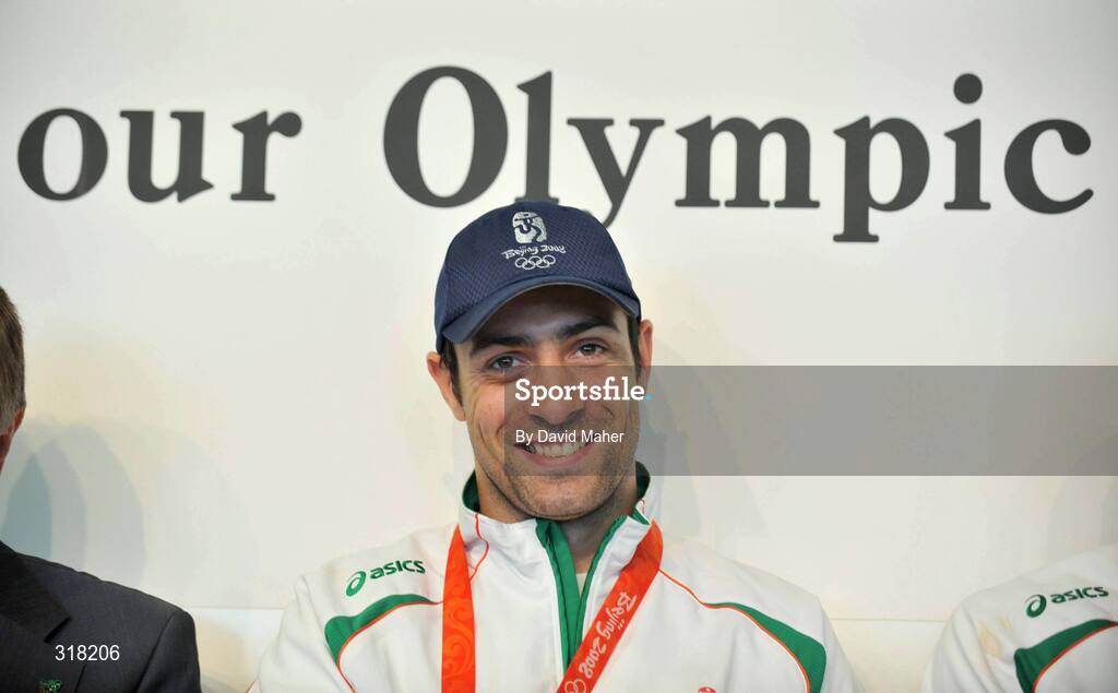 26 August 2008; Silver medalist Kenny Egan pictured after arriving at Dublin Airport with the Irish Olympic Team, Dublin. Picture credit: David Maher / SPORTSFILE