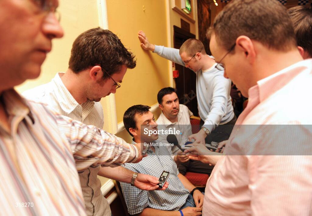 26 August 2008; Waterford player Paul Flynn speaking to members of the media during the Waterford Hurling Press Night, Waterford. Picture credit: Matt Browne / SPORTSFILE