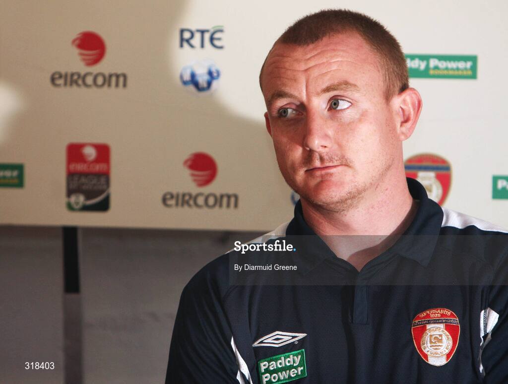 27 August 2008; St Patrick’s Athletic's Barry Ryan during a press conference ahead of their UEFA Cup second qualifying round 2nd leg game against IF Elfsborg. Richmond Park, Dublin. Picture credit: Diarmuid Greene / SPORTSFILE