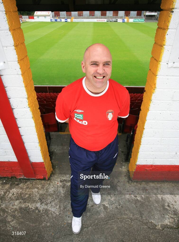 27 August 2008; St Patrick’s Athletic manager, John McDonnell, after a press conference ahead of their UEFA Cup second qualifying round 2nd leg game against IF Elfsborg. Richmond Park, Dublin. Picture credit: Diarmuid Greene / SPORTSFILE