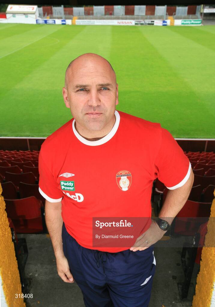 27 August 2008; St Patrick’s Athletic manager, John McDonnell, after a press conference ahead of their UEFA Cup second qualifying round 2nd leg game against IF Elfsborg. Richmond Park, Dublin. Picture credit: Diarmuid Greene / SPORTSFILE