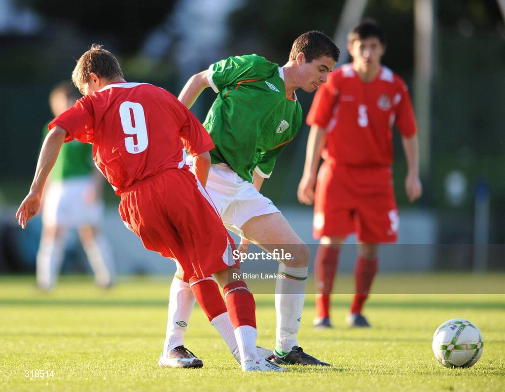 28 August 2008; Anthony Forde, Republic of Ireland, in action against Kurtis March, Wales. Under-16 International Friendly, Republic of Ireland  v Wales, Whitehall, Dublin. Picture credit: Brian Lawless / SPORTSFILE