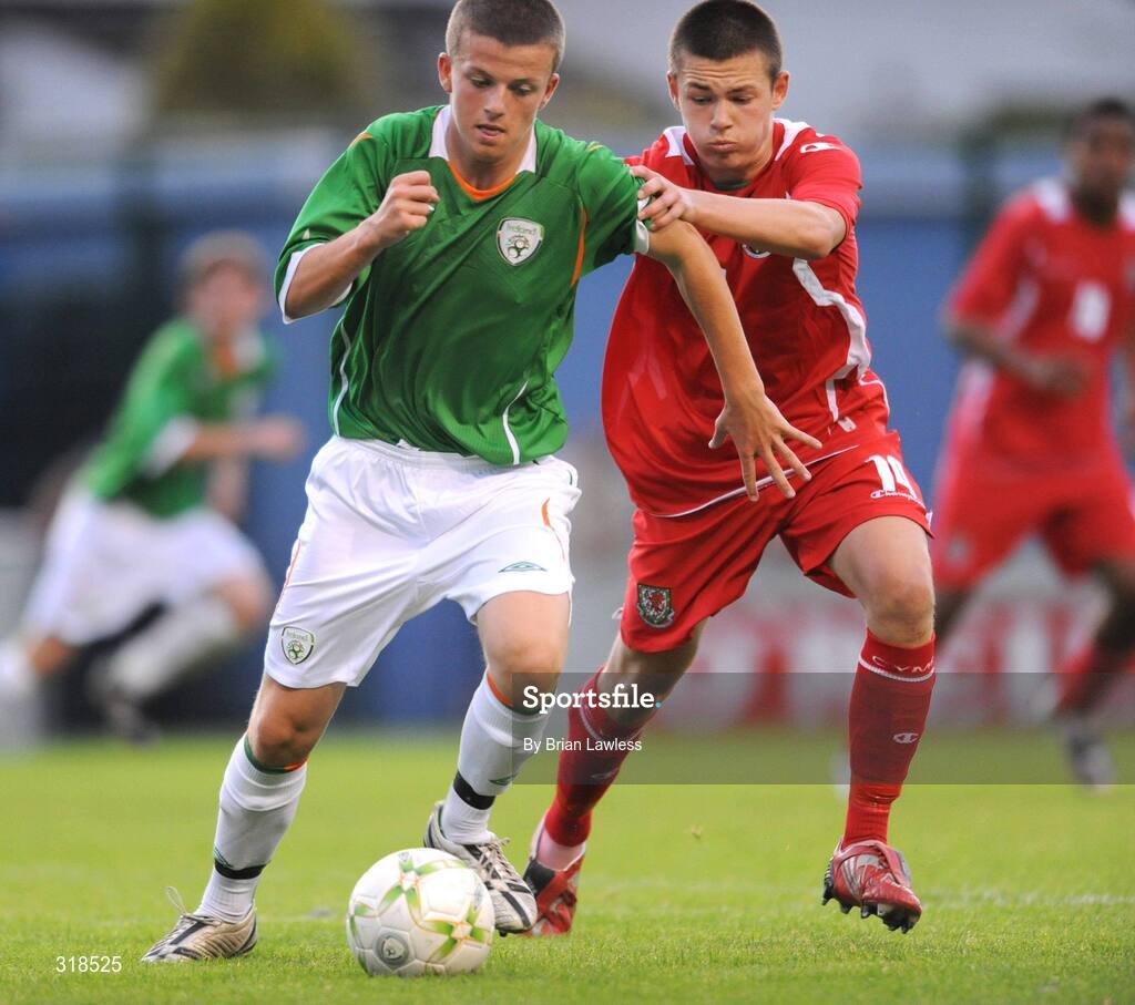 28 August 2008; Daniel Purdy, Republic of Ireland, in action against Joshua Roberts, Wales. Under-16 International Friendly, Republic of Ireland  v Wales, Whitehall, Dublin. Picture credit: Brian Lawless / SPORTSFILE