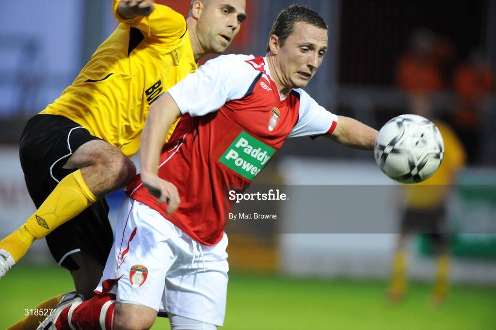 28 August 2008; Gary O'Neill, St. Patrick's Athletic, in action against Teddy Lucic, IF Elfsborg. UEFA Cup 2nd Qualifying Round 2nd leg, St. Patrick's Athletic v IF Elfsborg, Richmond Park, Dublin. Picture credit: Matt Browne / SPORTSFILE