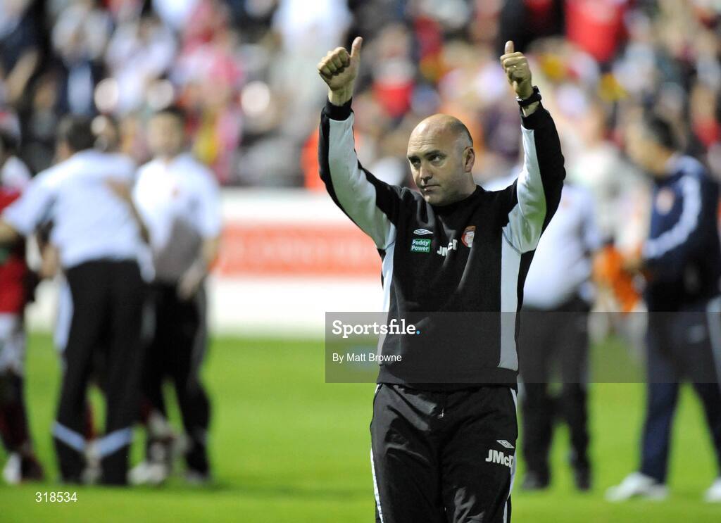 28 August 2008; John McDonnell, St. Patrick's Athletic manager, after the game against IF Elfsborg. UEFA Cup 2nd Qualifying Round 2nd leg, St. Patrick's Athletic v IF Elfsborg, Richmond Park, Dublin. Picture credit: Matt Browne / SPORTSFILE