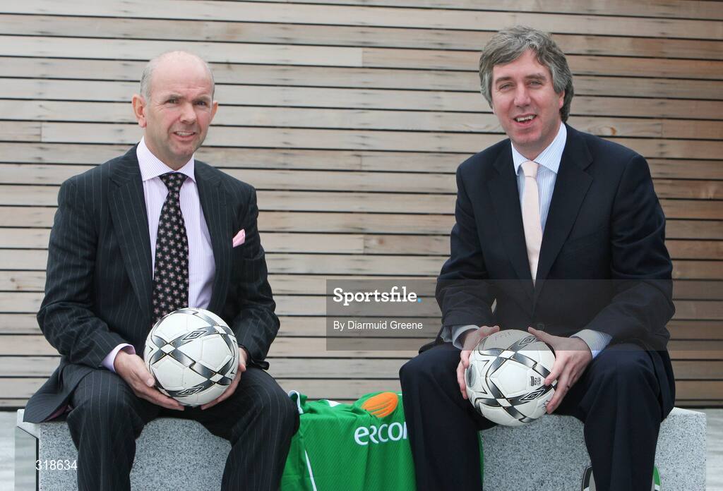 29 August 2008; FAI Chief Executive, John Delaney, right, and Director of Boylesports, John Boyle, before a press conference to announce Boylesports as the new FAI commercial partner. FAI Headquarters, National Sports Campus, Abbotstown, Dublin. Picture credit: Diarmuid Greene / SPORTSFILE *** Local Caption *** S0808144 FAI Announce new partner DG