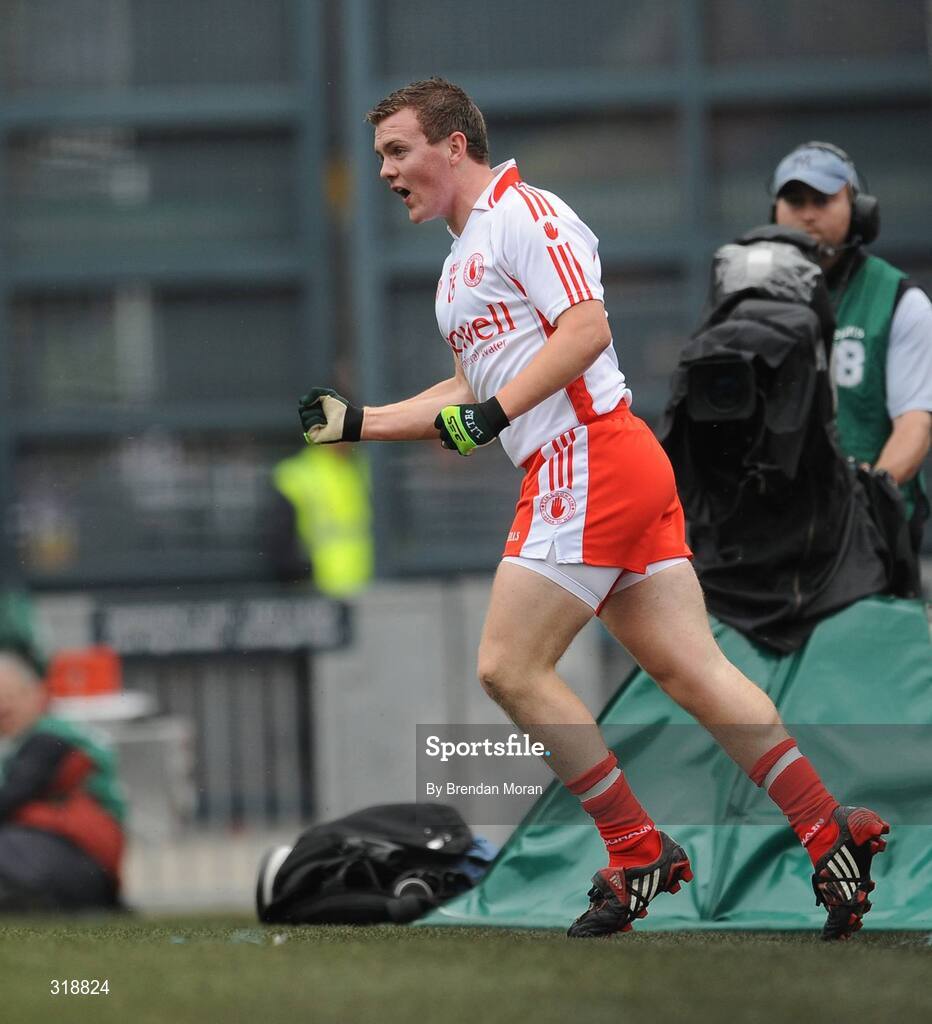 31 August 2008; Conor O'Neill, Tyrone, celebrates scoring his side's first goal. ESB GAA Football All-Ireland Minor Championship Semi-Final, Meath v Tyrone, Croke Park, Dublin. Picture credit: Brendan Moran / SPORTSFILE
