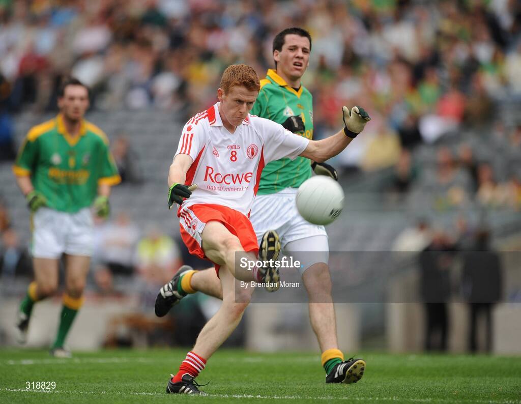 31 August 2008; Niall McKenna, Tyrone, in action against Jamie Owens, Meath. ESB GAA Football All-Ireland Minor Championship Semi-Final, Meath v Tyrone, Croke Park, Dublin. Picture credit: Brendan Moran / SPORTSFILE