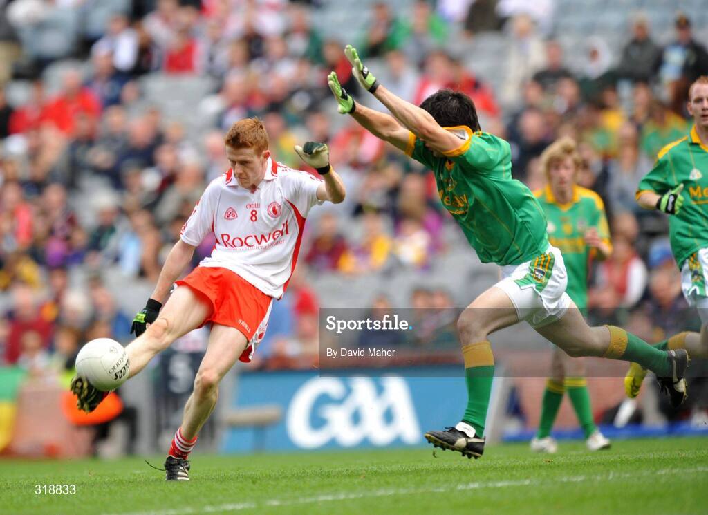 31 August 2008; Niall McKenna, Tyrone, in action against Brian McGrane, Meath. ESB GAA Football All-Ireland Minor Championship Semi-Final, Meath v Tyrone, Croke Park, Dublin. Picture credit: David Maher / SPORTSFILE