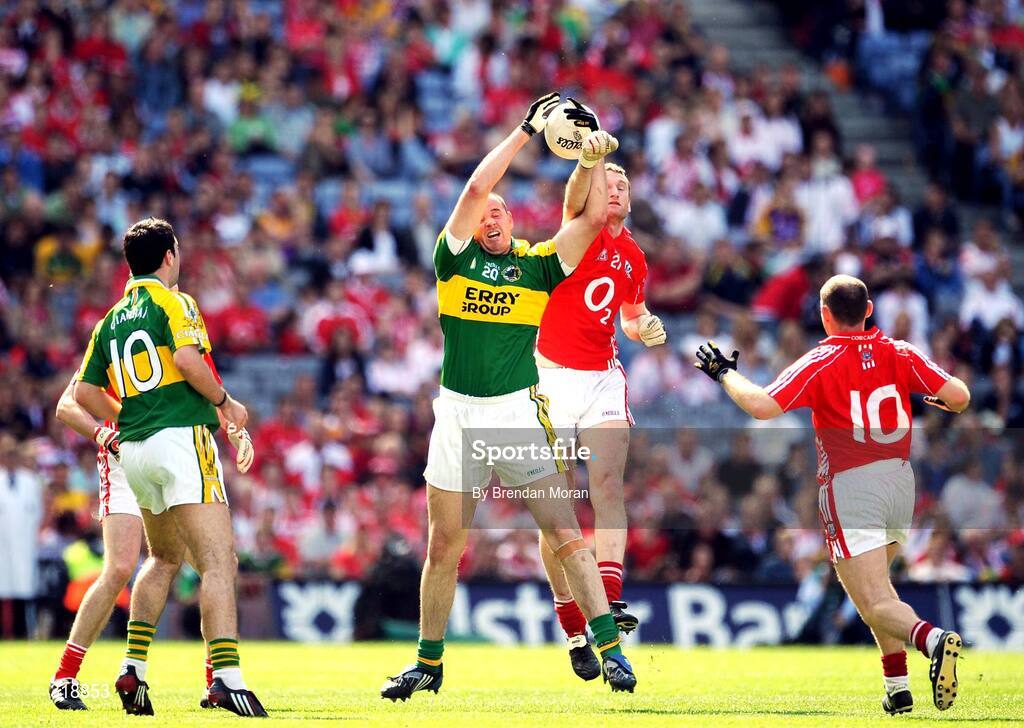 31 August 2008; Michael Quirke, Kerry, and Nicholas Murphy, Cork, contest a high ball. GAA Football All-Ireland Senior Championship Semi-Final Replay, Kerry v Cork, Croke Park, Dublin. Picture credit: Brendan Moran / SPORTSFILE