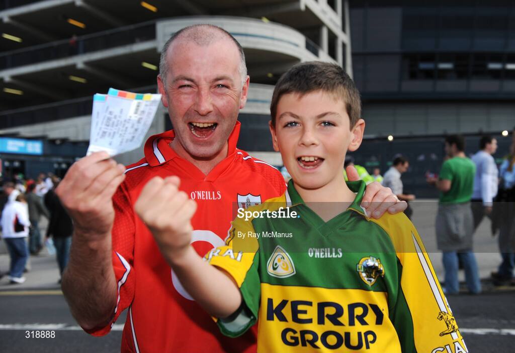 31 August 2008; Father and son Noel and Connall, ten years, from Firies, Co Kerry, at the game. GAA Football All-Ireland Senior Championship Semi-Final Replay, Kerry v Cork, Croke Park, Dublin. Picture credit: Ray McManus / SPORTSFILE