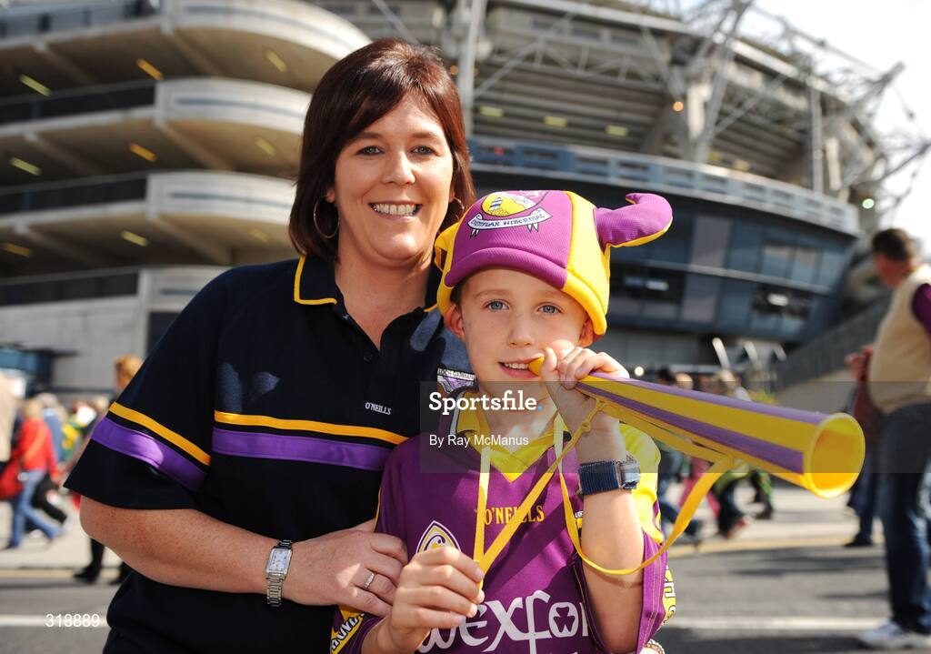 31 August 2008; Wexford supporter James Newport and his mother Trish from Roslare Harbour, Co Wexford, at the game. GAA Football All-Ireland Senior Championship Semi-Final, Tyrone v Wexford, Croke Park, Dublin. Picture credit: Ray McManus / SPORTSFILE