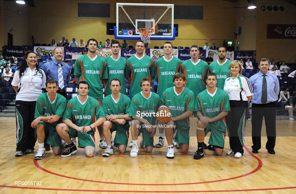 23 August 2008; The Ireland squad and managment. Emerald Hoops Day 3, Ireland v Poland, National Basketball Arena, Tallaght, Co. Dublin. Picture credit: Stephen McCarthy / SPORTSFILE