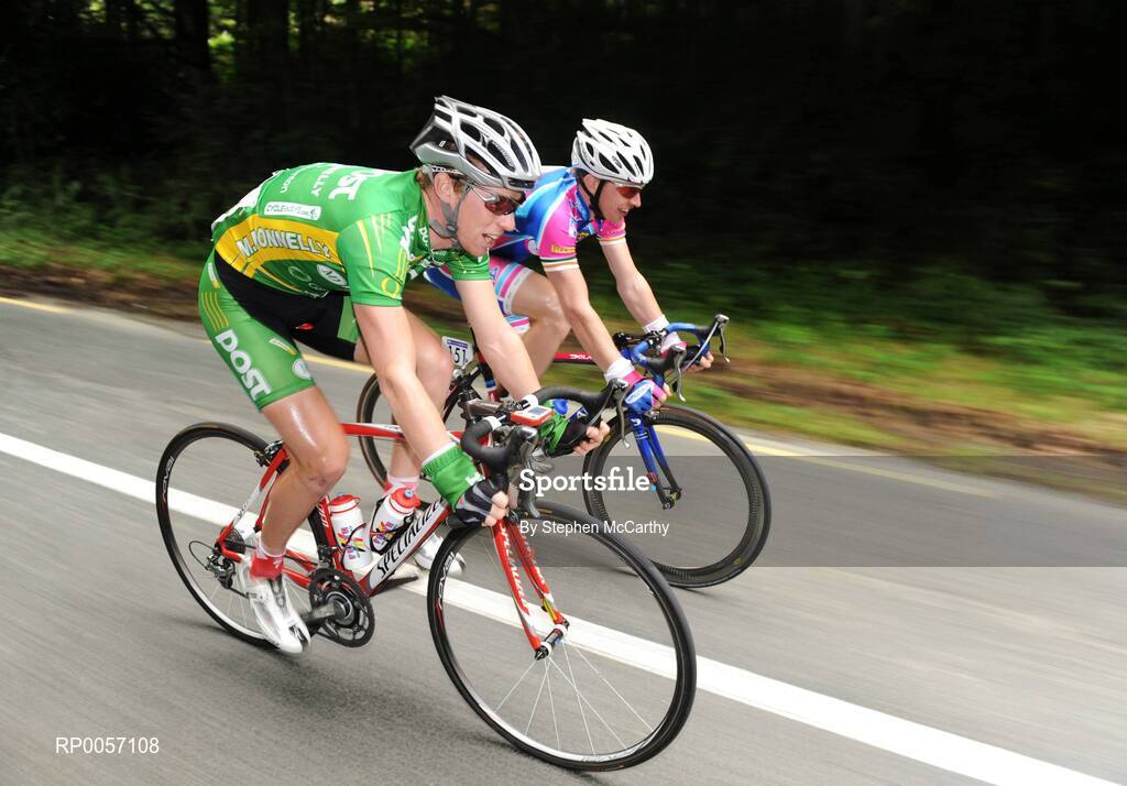 27 August 2008; Stephen Gallagher, of the An Post Sponored Sean Kelly team, rides alongside David O'Loughlin, Pezula, during the opening stage of the Tour of Ireland. 2008 Tour of Ireland - Stage 1, Dublin - Waterford. Picture credit: Stephen McCarthy / SPORTSFILE  *** Local Caption ***