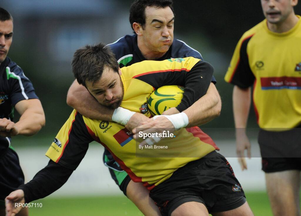 27 August 2008; Dave Banon, Carlow Crusaders, in action against Colm Kelly, Treaty City Titans. Rugby League Ireland Carnegie League Grand Final, Carlow Crusaders v Treaty City Titans, Portlaoise Rugby Club, Togher, Portlaoise. Picture credit: Matt Browne / SPORTSFILE