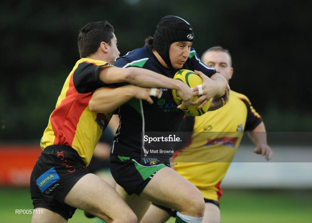 27 August 2008; Kevin O'Riordan, Treaty City Titans, in action against Stuart O'Mally, Carlow Crusaders. Rugby League Ireland Carnegie League Grand Final, Carlow Crusaders v Treaty City Titans, Portlaoise Rugby Club, Togher, Portlaoise. Picture credit: Matt Browne / SPORTSFILE