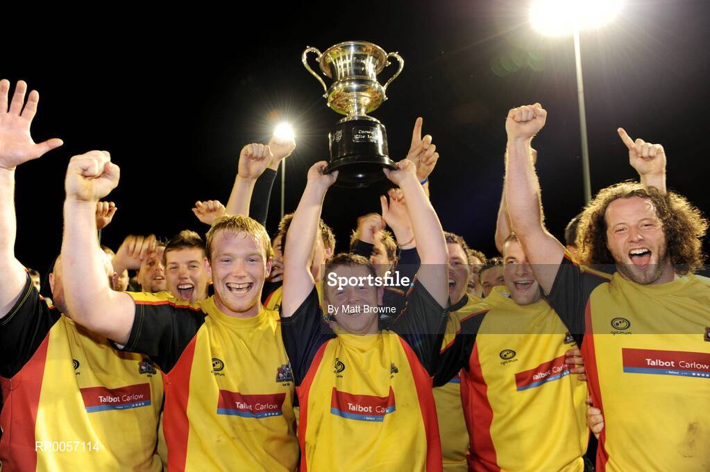 27 August 2008; Dave Barne, Carlow Crusaders captain, lifts the cup after the win against Treaty City Titans. Rugby League Ireland Carnegie League Grand Final, Carlow Crusaders v Treaty City Titans, Portlaoise Rugby Club, Togher, Portlaoise. Picture credit: Matt Browne / SPORTSFILE