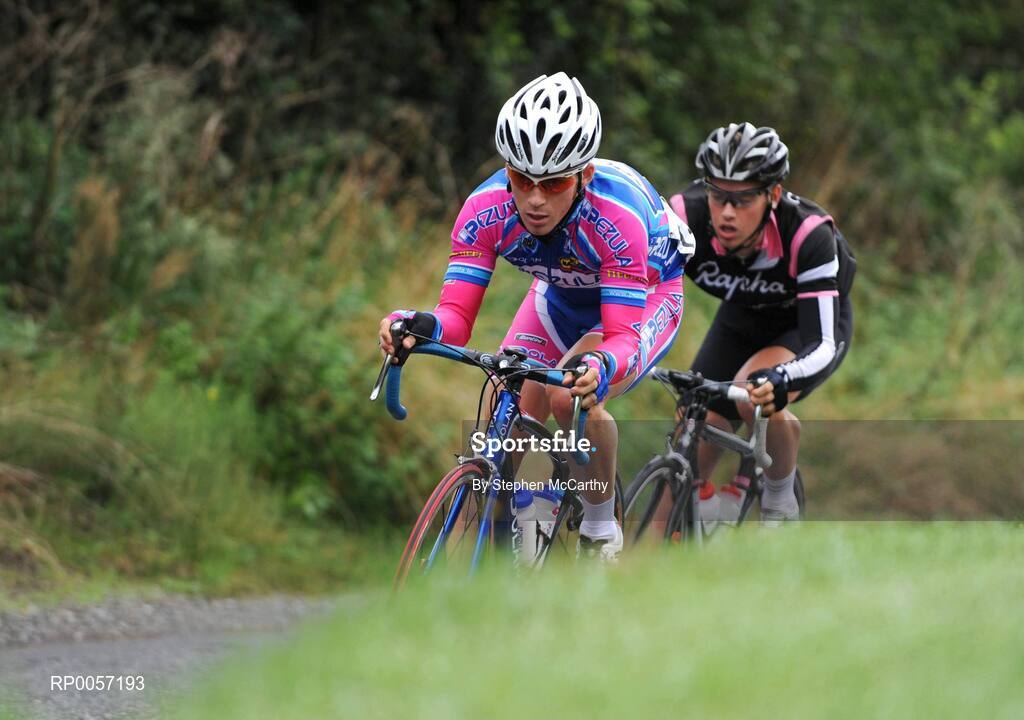 28 August 2008; Kieran Page, Pezula, and Simon Holt, Rapha Condor Recycling.co.uk, lead the race as they depart Thurles, Co. Tipperary. 2008 Tour of Ireland - Stage 2, Thurles - Loughrea. Picture credit: Stephen McCarthy / SPORTSFILE