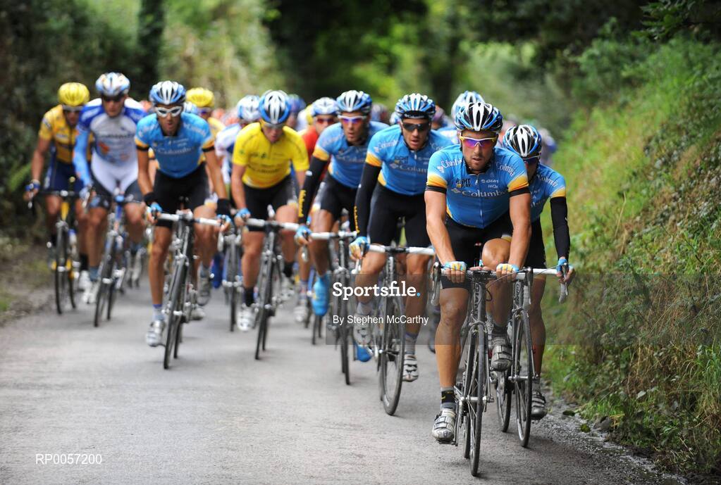 28 August 2008; Members of Team Columbia protect their race leader Mark Cavendish during the second stage of the Tour of Ireland. 2008 Tour of Ireland - Stage 2, Thurles - Loughrea. Picture credit: Stephen McCarthy / SPORTSFILE