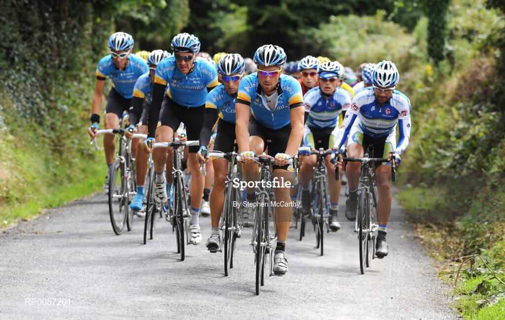28 August 2008; Bernard Eisel and his Team Columbia team-mates leads the race during the second stage of the Tour of Ireland. 2008 Tour of Ireland - Stage 2, Thurles - Loughrea. Picture credit: Stephen McCarthy / SPORTSFILE