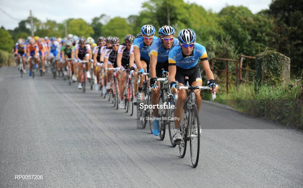 28 August 2008; Marco Pinotti, Team Columbia, leads the race with team-mates during the second stage of Tour of Ireland. 2008 Tour of Ireland - Stage 2, Thurles - Loughrea. Picture credit: Stephen McCarthy / SPORTSFILE