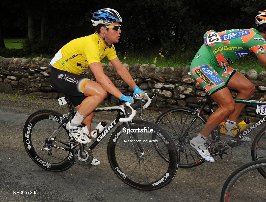 29 August 2008; Race leader Mark Cavendish, Team Columbia, during the third stage of the Tour of Ireland. 2008 Tour of Ireland - Stage 3, Ballinrobe - Galway. Picture credit: Stephen McCarthy / SPORTSFILE