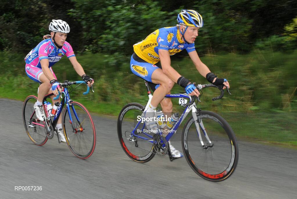 29 August 2008; Kurt Hovelijnck, Topsport Vlaanderen, left, and Kieran Page, Pezula, form an early break-away during the third stage of the Tour of Ireland. 2008 Tour of Ireland - Stage 3, Ballinrobe - Galway. Picture credit: Stephen McCarthy / SPORTSFILE