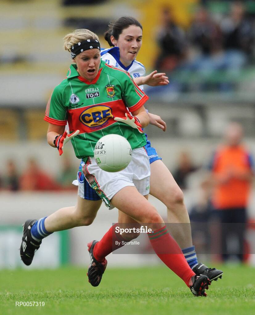 30 August 2008; Fiona McHale, Mayo, in action against Fiona Courtney, Monaghan. TG4 All-Ireland Ladies Senior Football Championship Semi-Final, Mayo v Monaghan, Pairc Tailteann, Navan. Photo by Sportsfile