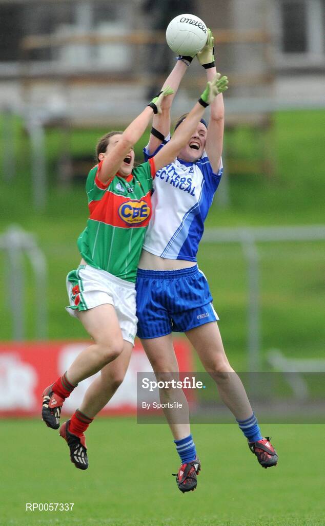 30 August 2008; Amanada Casey, Monaghan, in action against Kathryn Sullivan, Mayo. TG4 All-Ireland Ladies Senior Football Championship Semi-Final, Mayo v Monaghan, Pairc Tailteann, Navan, Co. Meath. Photo by Sportsfile