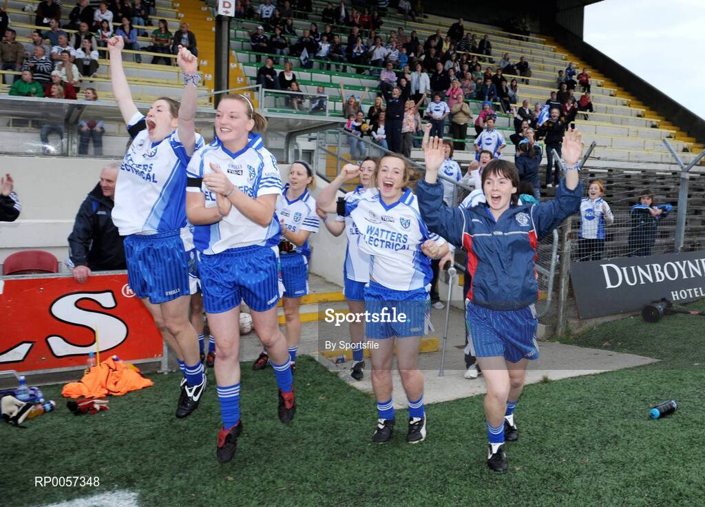 30 August 2008; The Monaghan bench celebrate at the end of the game. TG4 All-Ireland Ladies Senior Football Championship Semi-Final, Mayo v Monaghan, Pairc Tailteann, Navan, Co. Meath. Photo by Sportsfile