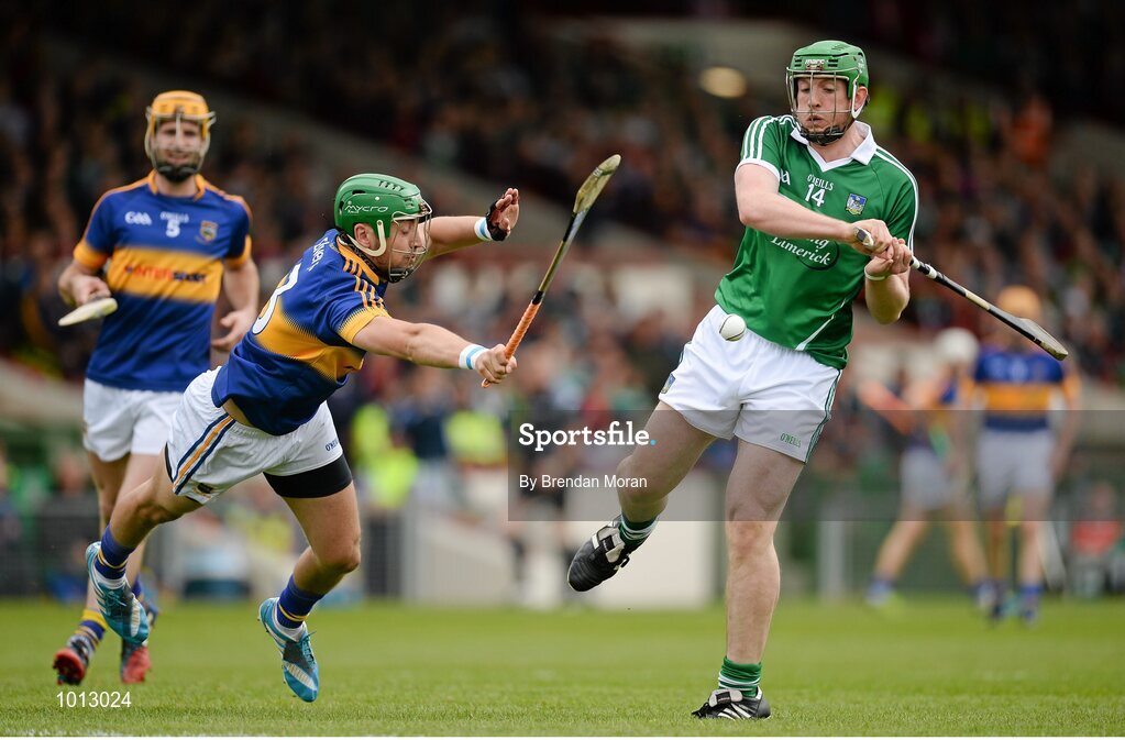 21 June 2015; Tom Morrissey, Limerick, in action against Michael Butler, Tipperary. Munster GAA Hurling Senior Championship, Semi-Final, Limerick v Tipperary, Gaelic Grounds, Limerick. Picture credit: Brendan Moran / SPORTSFILE