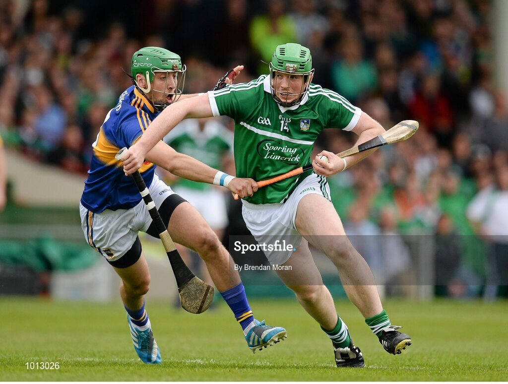 21 June 2015; Tom Morrissey, Limerick, in action against Michael Butler, Tipperary. Munster GAA Hurling Senior Championship, Semi-Final, Limerick v Tipperary, Gaelic Grounds, Limerick. Picture credit: Brendan Moran / SPORTSFILE