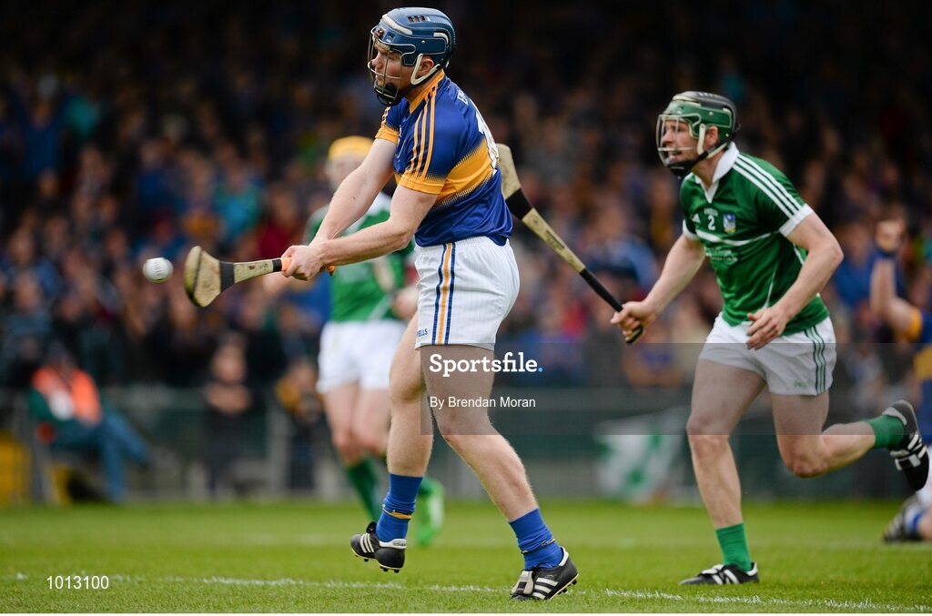 21 June 2015; Jason Forde, Tipperary, scores his side's third goal of the game. Munster GAA Hurling Senior Championship, Semi-Final, Limerick v Tipperary, Gaelic Grounds, Limerick. Picture credit: Brendan Moran / SPORTSFILE