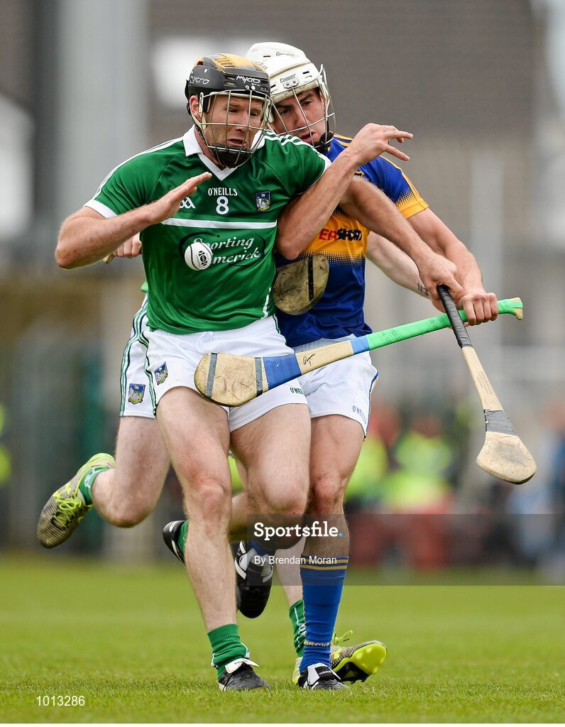 21 June 2015; Patrick Maher, Tipperary, in action against James Ryan, Limerick. Munster GAA Hurling Senior Championship, Semi-Final, Limerick v Tipperary, Gaelic Grounds, Limerick. Picture credit: Brendan Moran / SPORTSFILE